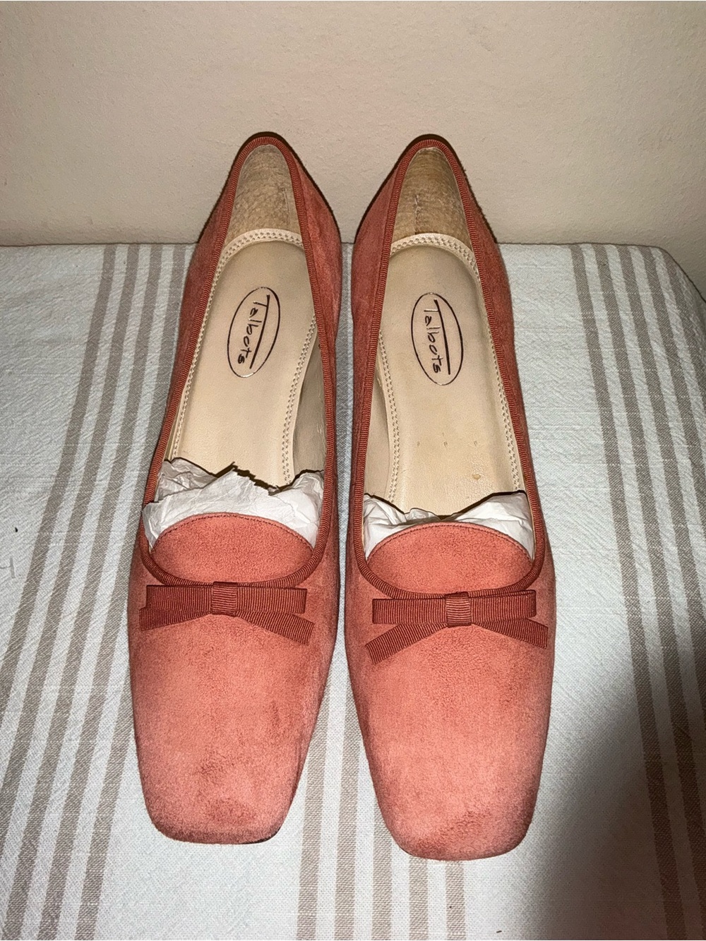 Talbots Coral Suede Bow Loafers - Women's Coral/Pink